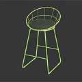 Modern Bar Stool With Golden Metal Frame Circular Backrest And Blue Cushion Reflective Base
