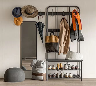 Modern Shoe Cabinet Shoe Cabinet Clothes Hook 3d model