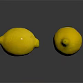 Two Fresh Ripe Yellow Lemons on Dark Surface with Shiny Reflections