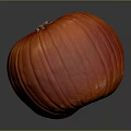 Round Orange Striped Pumpkin With Stem For Home Decor And Kitchen Use