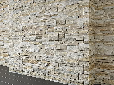 Stone Wall Components Featuring Natural Beige Brown Tones And Interlocking Patterns 3d model