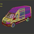 Blue Ford Van Modern Exterior Design With Sleek Body And Reflection On Dark Surface