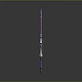 Purple Mythical Sword With Intricate Patterns Blue Silver Decorations And Gemstone Accent