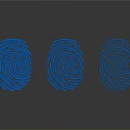 Modern Blue Fingerprint Shaped Wall Decor With Three Pieces And Reflective Surface 3d model