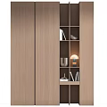 Modern Wooden Bookcase Interior With Open Shelves Books And Decorative Lamp