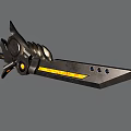 Mechanical Sword Weapon With Glowing Yellow Blade And Wireframe Model Design 3d model