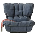 Plush Gray Single Seater Sofa with Puffy Backrest Armrests Pink Throw Blanket and Swivel Base