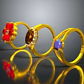 Elegant Gold Rings Featuring Red Brown And Blue Gemstones In Classic Design For Jewelry Collection