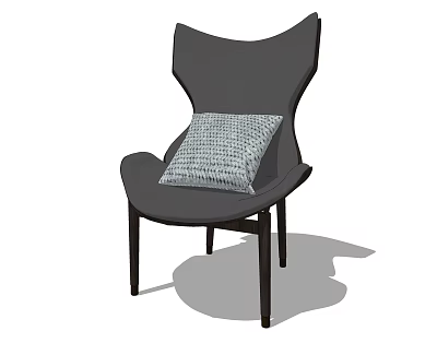 Modern Stylish Accent Chair With Wingback Design Checkered Cushion And Wooden Legs 3d model