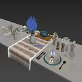 Tableware combination knife and fork combination vase flower teapot tablecloth seasoning bottle glass cup combination dining plate western tableware combination goblet dining tableware 3d model