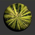 Fresh Ripe Watermelon With Green And Yellow Stripes On Smooth Surface