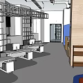 Modern Public Office Space Interior With Open Layout Desks Bookshelves And Windows