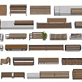 Various Wooden Bench Designs With Different Shapes And Green Plants