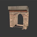 Historic Brick Archway Structure With Stone Top Red Decorative Band And Metal Grid Floor