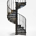 Elegant Intricate Metal Spiral Staircase with Decorative Railings and Ornate Steps