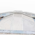 Outdoor Concrete Skate Ramp Area Featuring Colorful Graffiti Metal Strips And Dry Leaves
