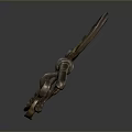 Vintage Bronze Key Shaped Sculpture With Decorative Gears And Intricate Details