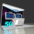 Hi Tech 5G Exhibition Backdrop With Digital Screens And Data Displays 3d model