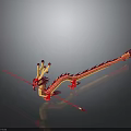 Dragon Dance Performer With Red Dragon 3D Model Featuring Golden Decorations Long Body And Horns