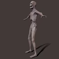 Menacing Humanoid Creature With Emaciated Body Open Arms And Skeletal Features 3d model