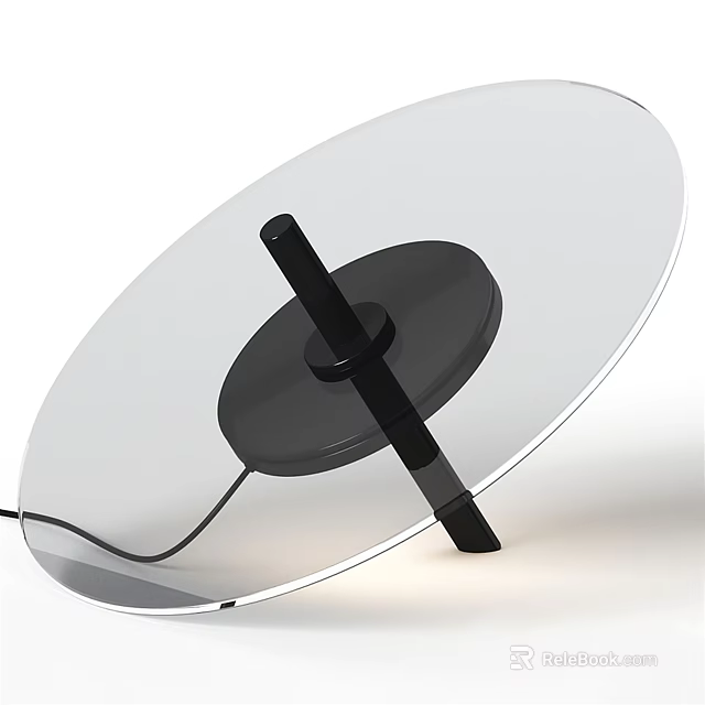 Modern Acrylic Table Lamp With Black Stand And Transparent Shade Design 3d model 