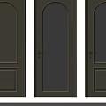 Modern Neutral Tone Hinged Doors With Oval Panel Frosted Glass And Grid Pattern Golden Handles