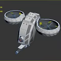 White Drone Design With Dual Large Propellers Gray Details Red Circular Component And Rear Nozzle