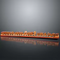 Detailed Urban Architectural Model of City Skyline with Multiple Buildings on Reflective Stand