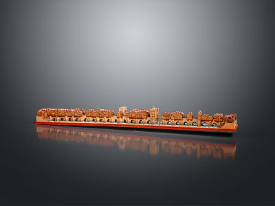 Detailed Urban Architectural Model of City Skyline with Multiple Buildings on Reflective Stand 3d model