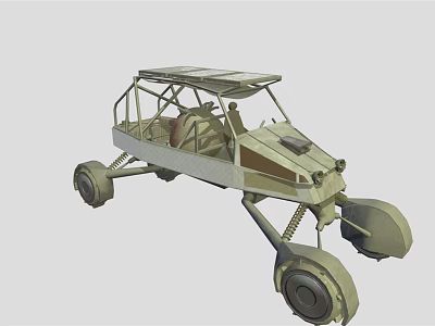 Sturdy Off Road Lunar Vehicle With Large Wheels And Solar Panel On Roof 3d model