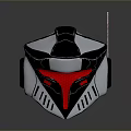 Futuristic Metallic Helmet Design With Black Silver Red Accents Visor And Antenna