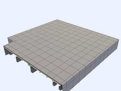 Gray Grid Patterned Building Exterior Wall With Modular Panel Structure Design 3d model