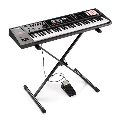 Professional Electronic Keyboard with Adjustable Stand and Sustain Pedal for Music Learning and Performance 3d model