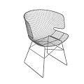 Modern Leisure Chair With Wireframe Structure Mesh Seat And Geometric Metal Legs
