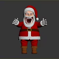Scary Santa Claus Character In Red Costume With Open Mouth Sharp Teeth And Outstretched Hands