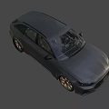 Gray Audi Wagon With Modern Sporty Front Design Sharp Headlights And Golden Rims