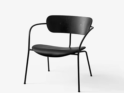 Modern Black Leisure Chair With Metal Frame Leather Seat And Curved Backrest Design 3d model