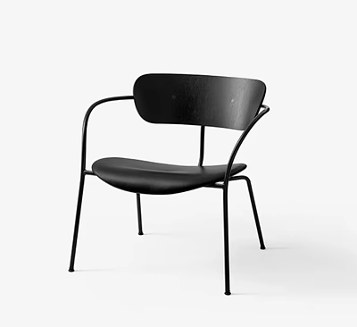 Modern Black Leisure Chair With Metal Frame Leather Seat And Curved Backrest Design 3d model