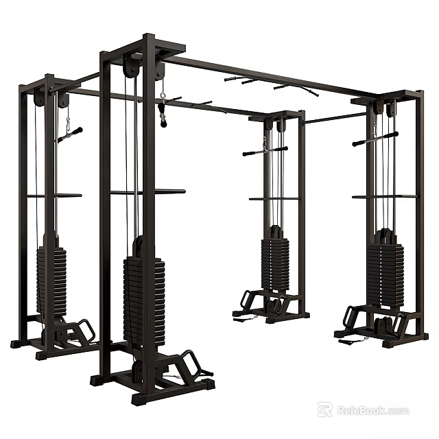 Multi Functional Black Sports Equipment With Multiple Training Stations For Gym Use 3d model 
