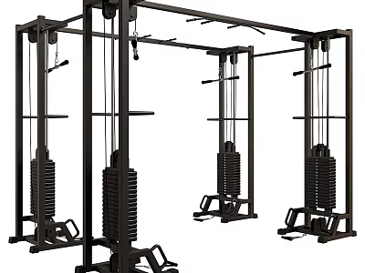 Multi Functional Black Sports Equipment With Multiple Training Stations For Gym Use 3d model