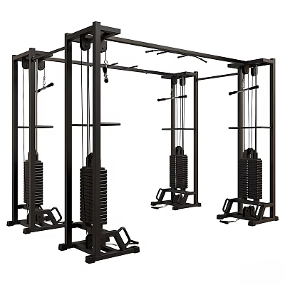 Multi Functional Black Sports Equipment With Multiple Training Stations For Gym Use 3d model