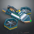 Futuristic Sci Fi Flying Vehicle With Four Propellers And Green Front Light 3d model