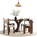 Middle Style Dining Table and Chair Round Dining Table 3d model