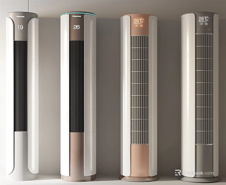 Modern Tower Air Conditioner Fans With Multiple Colors And Display Screens 3d model 