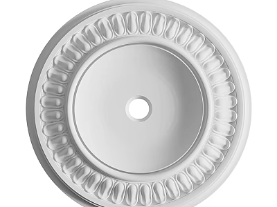 White Decorative Ceiling Rose With Ornate Pattern And Central Mounting Hole 3d model