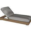 Modern Lounge Chair With Wooden Frame Gray Cushion And Adjustable Backrest