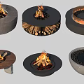 Various Outdoor Fire Pits Featuring Different Designs Wood Logs And Burning Flames