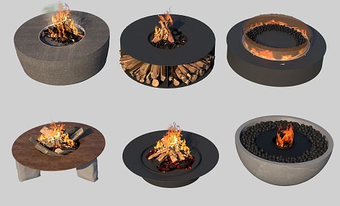 outdoor fireplace stove bonfire 3d model