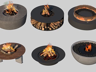 outdoor fireplace stove bonfire 3d model