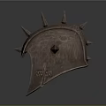 Ancient Metal Helmet With Spiked Top Pointed Protrusions And Riveted Armor Design Features